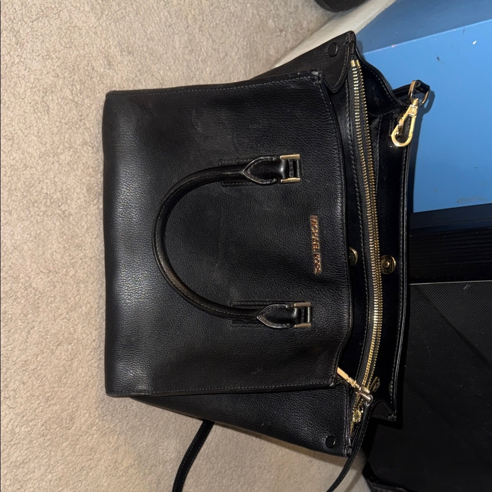 Michael Kors Black Satchel with Gold Accents